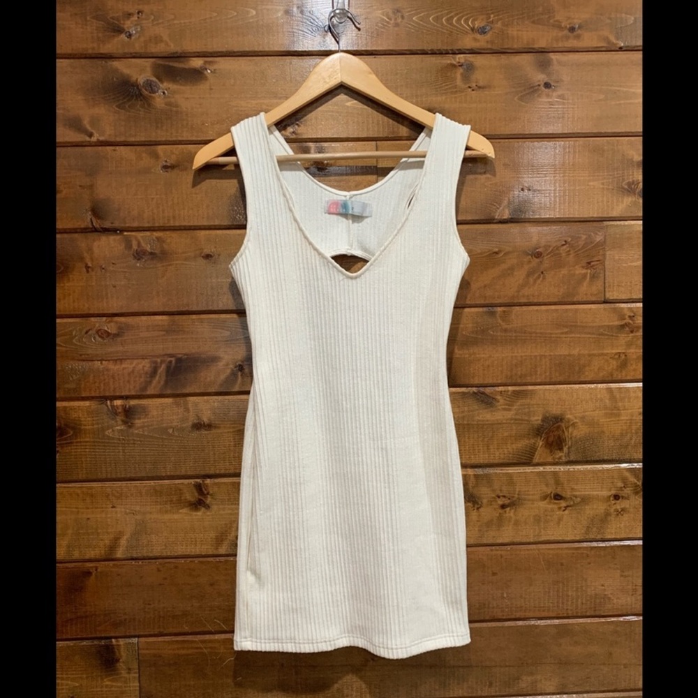 Free People Cream Ribbed Bodycon Dress - Picture 2 of 3